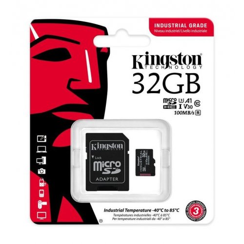 Карта памяти Kingston microSDHC Industrial 32GB Class 10 V30 A1 (с адаптером) (SDCIT2/32GB) купить в Украине: Киев, Днепр, Харьков, Одесса  | Низкая цена, отзывы, характеристики от TELEMART фото