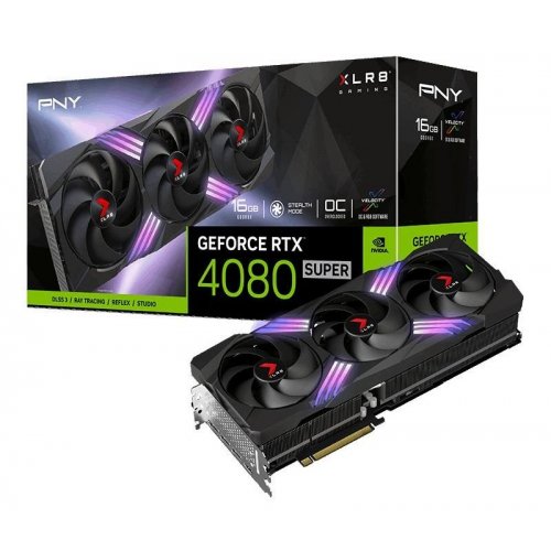 Видеокарта PNY GeForce RTX 4080 SUPER XLR8 Gaming VERTO EPIC-X RGB Triple Fan OC 16384MB (VCG4080S16TFXXPB1-O) (Восстановлено продавцом, 881653) купить в Украине: Киев, Днепр, Харьков, Одесса  | Проверка совместимости, низкая цена, отзывы, характеристики от TELEMART фото