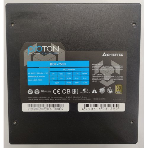 Блок питания CHIEFTEC Proton 750W (BDF-750C) (Восстановлено продавцом, 881662) купить в Украине: Киев, Днепр, Харьков, Одесса  | Проверка совместимости, низкая цена, отзывы, характеристики от TELEMART фото