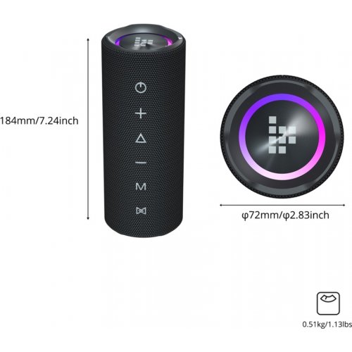 Портативная акустика Tronsmart Mirtune C2 RGB 24W (1091846) Black купить в Украине: Киев, Днепр, Харьков, Одесса  | Низкая цена, отзывы, характеристики от TELEMART фото