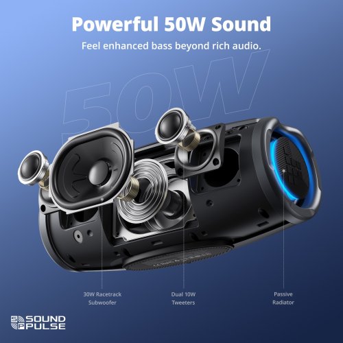 Портативна акустика Tronsmart Mirtune S100 RGB 50W (1120931) Black купити в Україні: Київ, Львів, Хмельницький, Тернопіль, Івано-Франківськ | Низька ціна, відгуки, характеристики від TELEMART фото