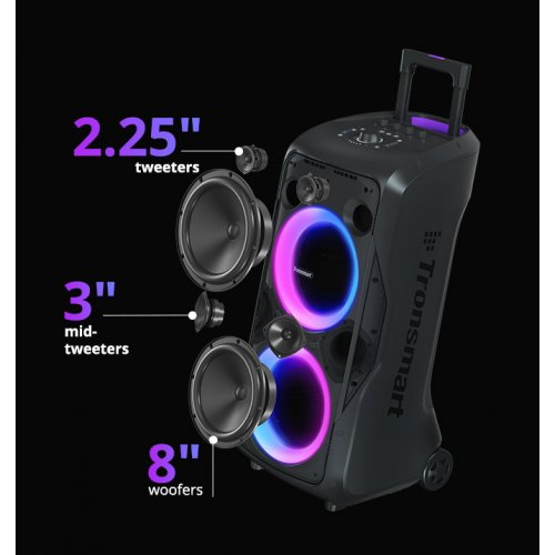 Портативна акустика Tronsmart Halo 300 Party Speaker RGB 240W (1144103) Black купити в Україні: Київ, Львів, Хмельницький, Тернопіль, Івано-Франківськ | Низька ціна, відгуки, характеристики від TELEMART фото