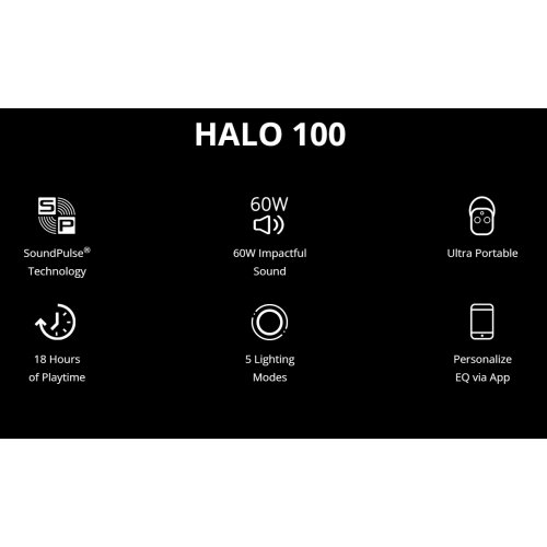Портативная акустика Tronsmart Halo 100 Party Speaker RGB 60W (862339) Black купить в Украине: Киев, Днепр, Харьков, Одесса  | Низкая цена, отзывы, характеристики от TELEMART фото