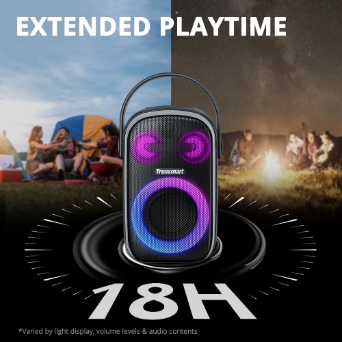 Портативная акустика Tronsmart Halo 100 Party Speaker RGB 60W (862339) Black купить в Украине: Киев, Днепр, Харьков, Одесса  | Низкая цена, отзывы, характеристики от TELEMART фото