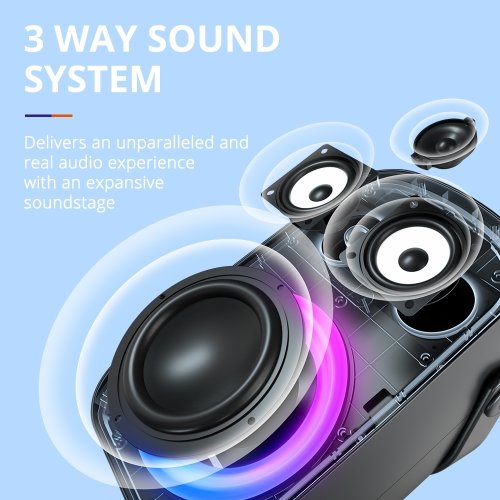 Портативная акустика Tronsmart Halo 100 Party Speaker RGB 60W (862339) Black купить в Украине: Киев, Днепр, Харьков, Одесса  | Низкая цена, отзывы, характеристики от TELEMART фото