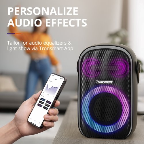 Портативная акустика Tronsmart Halo 100 Party Speaker RGB 60W (862339) Black купить в Украине: Киев, Днепр, Харьков, Одесса  | Низкая цена, отзывы, характеристики от TELEMART фото