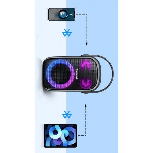 Портативная акустика Tronsmart Halo 100 Party Speaker RGB 60W (862339) Black купить в Украине: Киев, Днепр, Харьков, Одесса  | Низкая цена, отзывы, характеристики от TELEMART фото