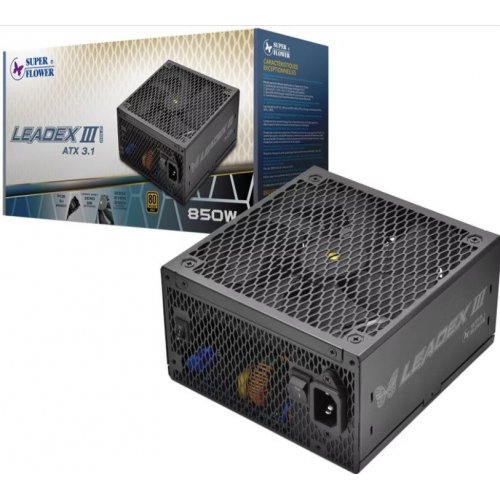 Уценка блок питания Super Flower Leadex III 850W ATX 3.1 (SF-850F14GE GL) Black (Вскрытая упаковка, 881812) купить в Украине: Киев, Днепр, Харьков, Одесса  | Проверка совместимости, низкая цена, отзывы, характеристики от TELEMART фото