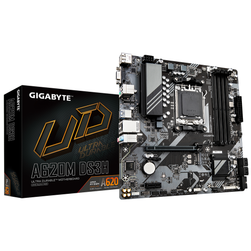 Уценка материнская плата Gigabyte A620M DS3H (sAM5, AMD A620) (Повреждена упаковка, 881886) купить в Украине: Киев, Днепр, Харьков, Одесса  | Проверка совместимости, низкая цена, отзывы, характеристики от TELEMART фото