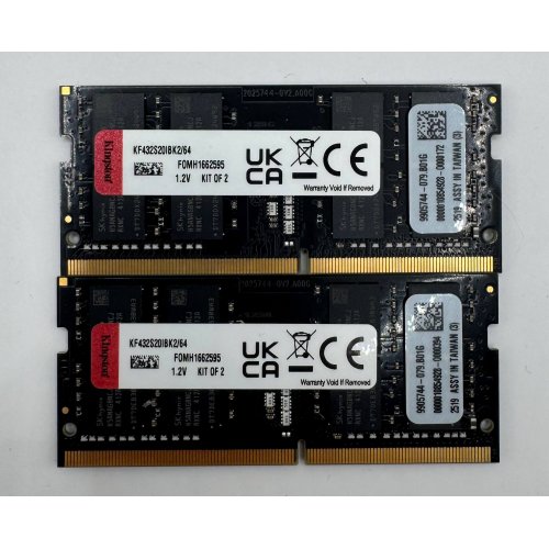 Озп Kingston SODIMM DDR4 64GB (2x32GB) 3200Mhz FURY Impact Black (KF432S20IBK2/64) (Відновлено продавцем, 882017) купити в Україні: Київ, Львів, Хмельницький, Тернопіль, Івано-Франківськ | Перевірка сумісності, низька ціна, відгуки, характеристики від TELEMART фото