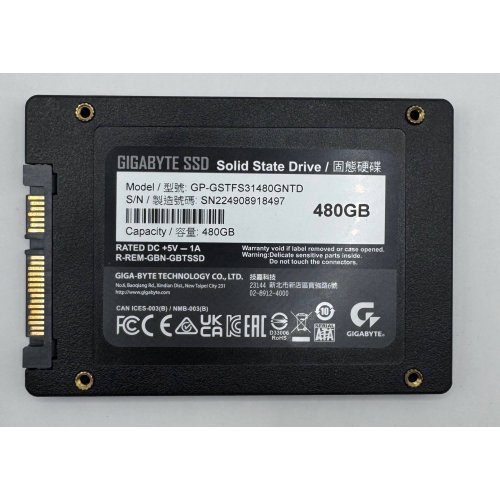 Ssd-диск Gigabyte 480GB 2.5" (GP-GSTFS31480GNTD) (Відновлено продавцем, 882432) купити в Україні: Київ, Львів, Хмельницький, Тернопіль, Івано-Франківськ | Перевірка сумісності, низька ціна, відгуки, характеристики від TELEMART фото