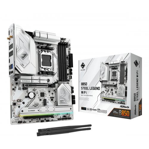 Материнская плата AsRock B850 Steel Legend WiFi (sAM5, AMD B850) (Восстановлено продавцом, 882446) купить в Украине: Киев, Днепр, Харьков, Одесса  | Проверка совместимости, низкая цена, отзывы, характеристики от TELEMART фото