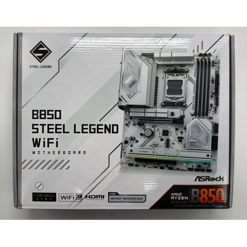 Материнская плата AsRock B850 Steel Legend WiFi (sAM5, AMD B850) (Восстановлено продавцом, 882446) купить в Украине: Киев, Днепр, Харьков, Одесса  | Проверка совместимости, низкая цена, отзывы, характеристики от TELEMART фото