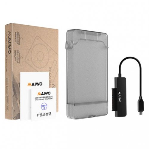 Карман-адаптер Maiwo USB 3.1 Type-C to 2.5" SATA HDD/SSD Adapter + Protective Case (K104G2 black) Black купить в Украине: Киев, Днепр, Харьков, Одесса  | Низкая цена, отзывы, характеристики от TELEMART фото