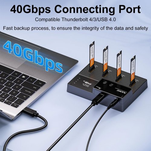 Док-станція Maiwo 4 x M.2 NVMe SSD Clone Dock USB4 Type-C 40Gbps with Fan Metal (K3015P4) Black купити в Україні: Київ, Львів, Хмельницький, Тернопіль, Івано-Франківськ | Низька ціна, відгуки, характеристики від TELEMART фото