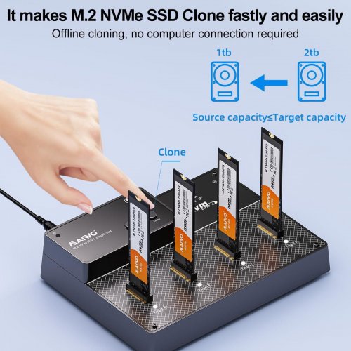 Док-станція Maiwo 4 x M.2 NVMe SSD Clone Dock USB4 Type-C 40Gbps with Fan Metal (K3015P4) Black купити в Україні: Київ, Львів, Хмельницький, Тернопіль, Івано-Франківськ | Низька ціна, відгуки, характеристики від TELEMART фото