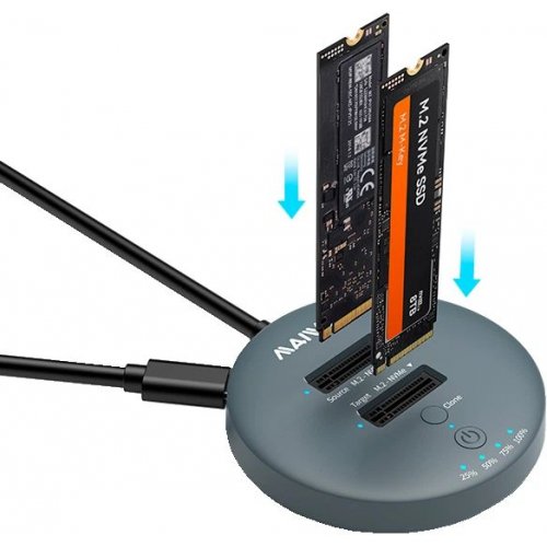 Док-станция Maiwo 2 x M.2 NVMe SSD Clone Dock USB 3.2 Gen2 Type-C 10Gbps (K3026P2 grey) Grey купить в Украине: Киев, Днепр, Харьков, Одесса  | Низкая цена, отзывы, характеристики от TELEMART фото