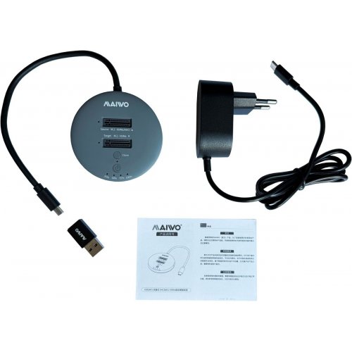 Док-станция Maiwo 2 x M.2 NVMe SSD Clone Dock USB 3.2 Gen2 Type-C 10Gbps (K3026P2 grey) Grey купить в Украине: Киев, Днепр, Харьков, Одесса  | Низкая цена, отзывы, характеристики от TELEMART фото
