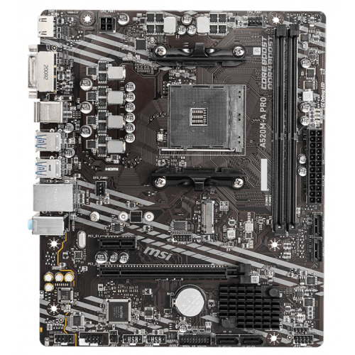 Уцінка материнська плата MSI A520M-A PRO (sAM4, AMD A520) (Сліди використання, 882996) купити в Україні: Київ, Львів, Хмельницький, Тернопіль, Івано-Франківськ | Перевірка сумісності, низька ціна, відгуки, характеристики від TELEMART фото