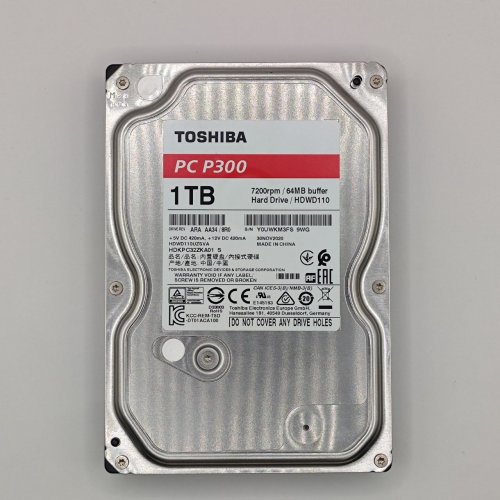 Жесткий диск Toshiba P300 1TB 64MB 7200RPM 3.5" (HDWD110UZSVA) (Восстановлено продавцом, 883148) купить в Украине: Киев, Днепр, Харьков, Одесса  | Проверка совместимости, низкая цена, отзывы, характеристики от TELEMART фото