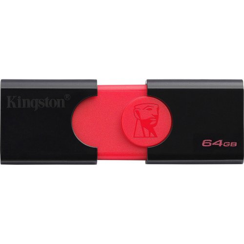 Купити Накопичувач Kingston DataTraveler 106 64GB USB 3.0 (DT106/64GB) Black/Red - ціна в Києві, Львові, Вінниці, Хмельницькому, Франківську, Україні | інтернет-магазин TELEMART.UA фото