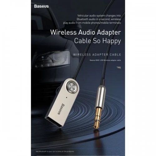 Bluetooth ресивер Baseus BA01 Bluetooth USB to AUX Cable (CABA01-01) Black купити в Україні: Київ, Львів, Хмельницький, Тернопіль, Івано-Франківськ | Низька ціна, відгуки, характеристики від TELEMART фото
