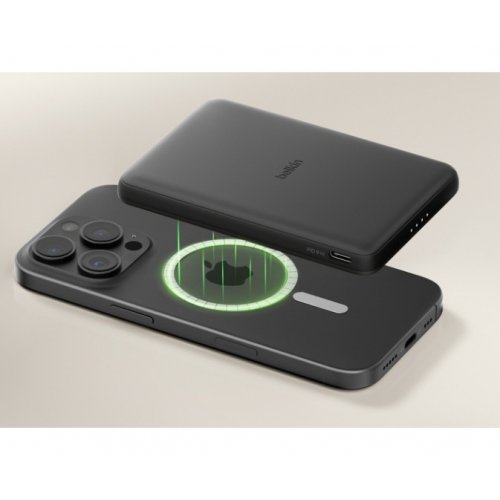 Powerbank Belkin Slim Magnetic Wireless 5000mAh 15W (BPD010HQBK) Black купить в Украине: Киев, Днепр, Харьков, Одесса  | Низкая цена, отзывы, характеристики от TELEMART фото
