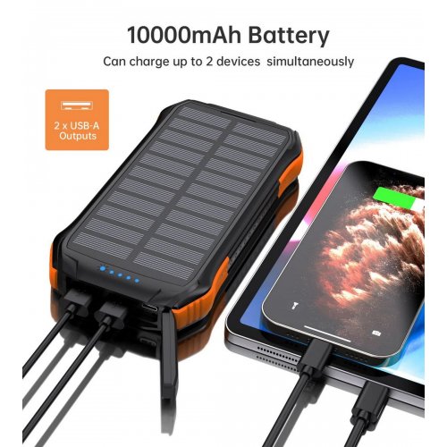 Powerbank Choetech B659 Solar Portable Charger 10000mAh (B659-OR) Black/Orange купити в Україні: Київ, Львів, Хмельницький, Тернопіль, Івано-Франківськ | Низька ціна, відгуки, характеристики від TELEMART фото