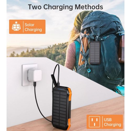 Powerbank Choetech B659 Solar Portable Charger 10000mAh (B659-OR) Black/Orange купити в Україні: Київ, Львів, Хмельницький, Тернопіль, Івано-Франківськ | Низька ціна, відгуки, характеристики від TELEMART фото