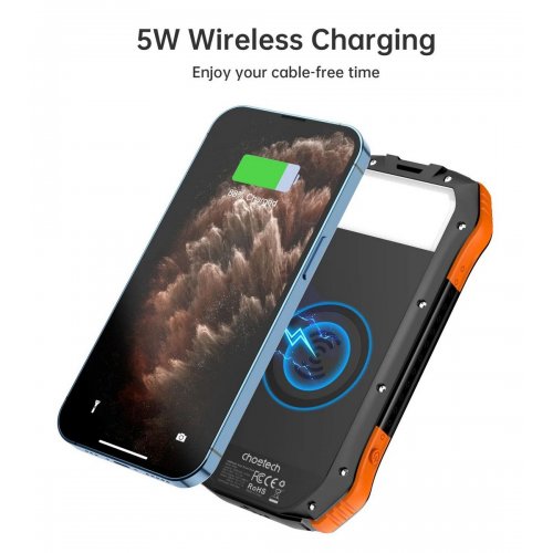 Powerbank Choetech B659 Solar Portable Charger 10000mAh (B659-OR) Black/Orange купити в Україні: Київ, Львів, Хмельницький, Тернопіль, Івано-Франківськ | Низька ціна, відгуки, характеристики від TELEMART фото