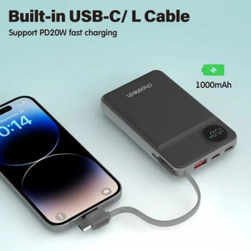 Powerbank Choetech B695 Magnetic Wireless 10000mAh 22.5W (B695-BK) Black купити в Україні: Київ, Львів, Хмельницький, Тернопіль, Івано-Франківськ | Низька ціна, відгуки, характеристики від TELEMART фото