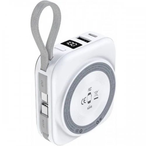 Powerbank Choetech B697C Magnetic Wireless 10000mAh 22.5W (B697C-WHSL) White купити в Україні: Київ, Львів, Хмельницький, Тернопіль, Івано-Франківськ | Низька ціна, відгуки, характеристики від TELEMART фото