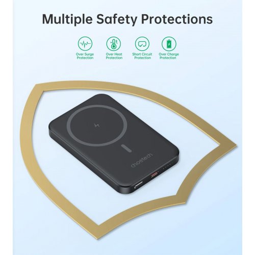 Powerbank Choetech B709 Magnetic Wireless 5000mAh 20W (B709-CCBK) Black купити в Україні: Київ, Львів, Хмельницький, Тернопіль, Івано-Франківськ | Низька ціна, відгуки, характеристики від TELEMART фото
