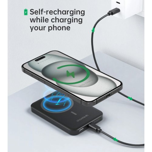 Powerbank Choetech B709 Magnetic Wireless 5000mAh 20W (B709-CCBK) Black купити в Україні: Київ, Львів, Хмельницький, Тернопіль, Івано-Франківськ | Низька ціна, відгуки, характеристики від TELEMART фото