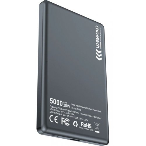 Powerbank Choetech B738 Magnetic Wireless 5000mAh 20W (B738-CCBK) Black купити в Україні: Київ, Львів, Хмельницький, Тернопіль, Івано-Франківськ | Низька ціна, відгуки, характеристики від TELEMART фото