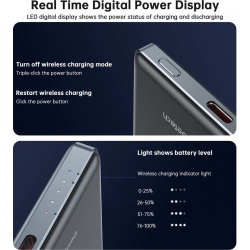 Powerbank Choetech B738 Magnetic Wireless 5000mAh 20W (B738-CCBK) Black купити в Україні: Київ, Львів, Хмельницький, Тернопіль, Івано-Франківськ | Низька ціна, відгуки, характеристики від TELEMART фото