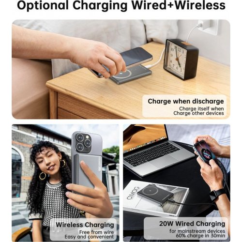 Powerbank Choetech B738 Magnetic Wireless 5000mAh 20W (B738-CCBK) Black купити в Україні: Київ, Львів, Хмельницький, Тернопіль, Івано-Франківськ | Низька ціна, відгуки, характеристики від TELEMART фото