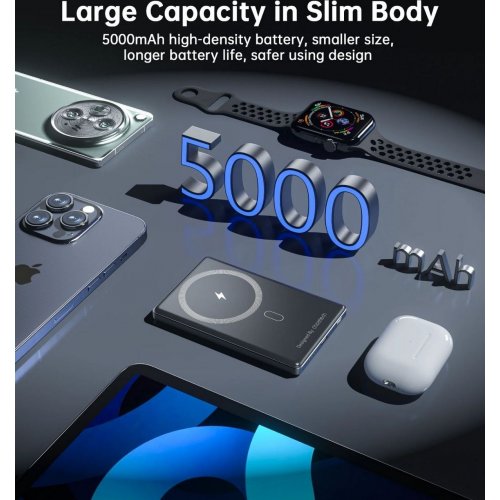 Powerbank Choetech B738 Magnetic Wireless 5000mAh 20W (B738-CCBK) Black купити в Україні: Київ, Львів, Хмельницький, Тернопіль, Івано-Франківськ | Низька ціна, відгуки, характеристики від TELEMART фото