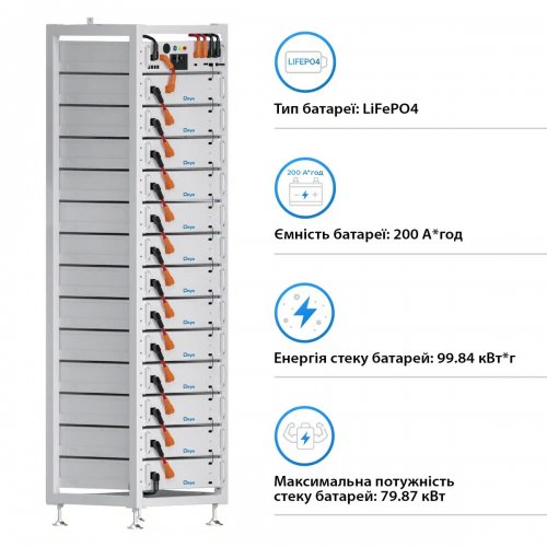 Блок батарей Deye BOS-A13 LiFePO4 499.2V 200Ah 99.84kWh HVB1000V RACK (BOS-A13-100kW) купить в Украине: Киев, Днепр, Харьков, Одесса  | Низкая цена, отзывы, характеристики от TELEMART фото