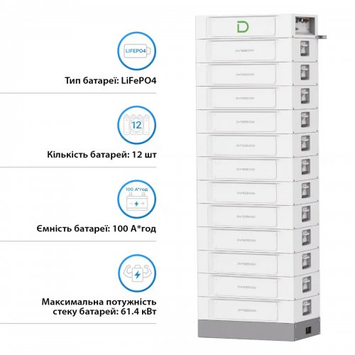 Блок батарей Dyness STACK100-12 12xS51100 LiFePO4 614.4V 100Ah 61.44kW SBDU100 (STACK100-12-61.44kW) купить в Украине: Киев, Днепр, Харьков, Одесса  | Низкая цена, отзывы, характеристики от TELEMART фото