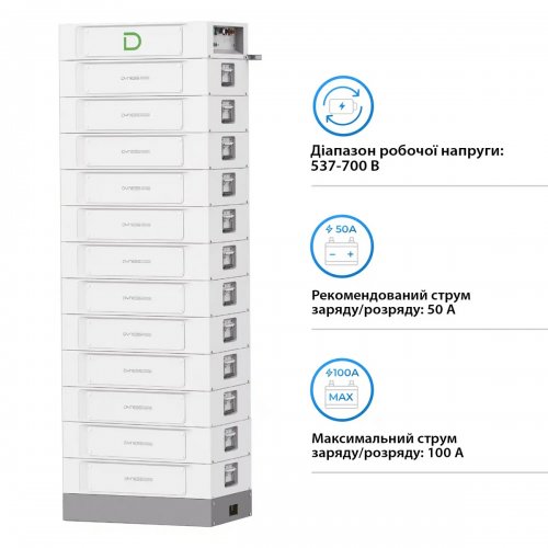 Блок батарей Dyness STACK100-12 12xS51100 LiFePO4 614.4V 100Ah 61.44kW SBDU100 (STACK100-12-61.44kW) купить в Украине: Киев, Днепр, Харьков, Одесса  | Низкая цена, отзывы, характеристики от TELEMART фото