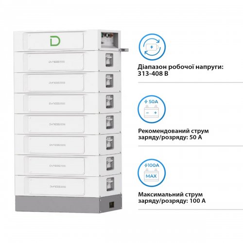 Блок батарей Dyness STACK100-7 7xS51100 LiFePO4 358.4V 100Ah 35.84kW SBDU100 (STACK100-7-35.84kW) купить в Украине: Киев, Днепр, Харьков, Одесса  | Низкая цена, отзывы, характеристики от TELEMART фото