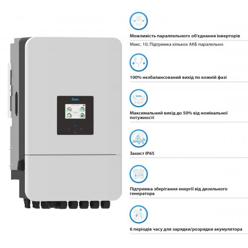 Гибридный трехфазный инвертор Deye 48V 16000W (SUN-16K-SG05LP3-EU-SM2) купить в Украине: Киев, Днепр, Харьков, Одесса  | Низкая цена, отзывы, характеристики от TELEMART фото