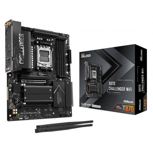 Материнская плата AsRock X870 Challenger WiFi (sAM5, AMD X870) купить в Украине: Киев, Днепр, Харьков, Одесса  | Проверка совместимости, низкая цена, отзывы, характеристики от TELEMART фото