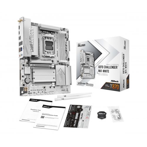 Материнская плата AsRock X870 Challenger WiFi White (sAM5, AMD X870) купить в Украине: Киев, Днепр, Харьков, Одесса  | Проверка совместимости, низкая цена, отзывы, характеристики от TELEMART фото