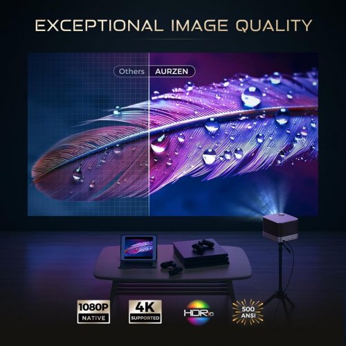 Проектор Aurzen Boom 3 (F503 FCC) Black купить в Украине: Киев, Днепр, Харьков, Одесса  | Низкая цена, отзывы, характеристики от TELEMART фото