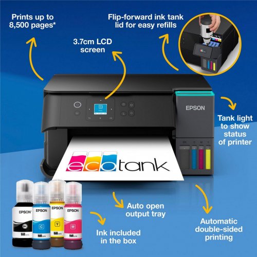 МФУ Epson EcoTank L4360 Wi-Fi (C11CL41411) купить в Украине: Киев, Днепр, Харьков, Одесса  | Низкая цена, отзывы, характеристики от TELEMART фото