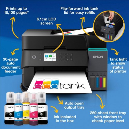 МФУ Epson EcoTank L6370 Wi-Fi (C11CL43405) купить в Украине: Киев, Днепр, Харьков, Одесса  | Низкая цена, отзывы, характеристики от TELEMART фото