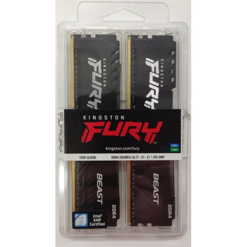 Озу Kingston DDR4 16GB (2x8GB) 3600Mhz FURY Beast Black (KF436C17BBK2/16) (Восстановлено продавцом, 884400) купить в Украине: Киев, Днепр, Харьков, Одесса  | Проверка совместимости, низкая цена, отзывы, характеристики от TELEMART фото