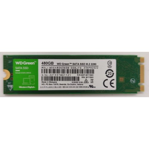 Ssd-диск Western Digital Green 480GB M.2 (2280 SATA) (WDS480G3G0B) (Восстановлено продавцом, 884760) купить в Украине: Киев, Днепр, Харьков, Одесса  | Проверка совместимости, низкая цена, отзывы, характеристики от TELEMART фото